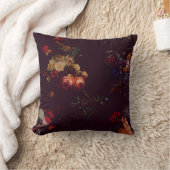 エレガントヴィンテージ濃いマゼンタ赤フローラ クッション (ブランケット)