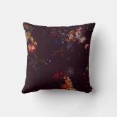 エレガントヴィンテージ濃いマゼンタ赤フローラ クッション (裏面)