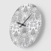 エレガントヴィンテージ灰色の白い花模様 ラージ壁時計 (傾斜)