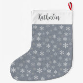 エレガントヴィンテージ灰色の雪 ラージクリスマスストッキング (裏面)