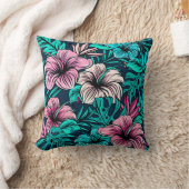 エレガントヴィンテージ熱帯の花と葉アート | クッション (ブランケット)