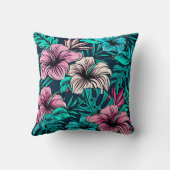 エレガントヴィンテージ熱帯の花と葉アート | クッション (裏面)