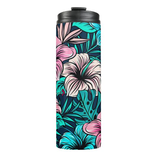 エレガントヴィンテージ熱帯の花と葉アート | タンブラー (正面)