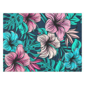 エレガントヴィンテージ熱帯の花と葉アート | テーブルクロス (正面(横))