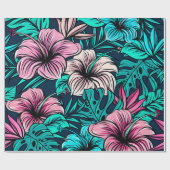 エレガントヴィンテージ熱帯の花と葉アート | ラッピングペーパー (フラット)