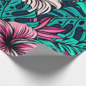 エレガントヴィンテージ熱帯の花と葉アート | ラッピングペーパー (角)