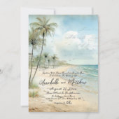 エレガントヴィンテージ熱帯ビーチ結婚式 招待状 (正面)