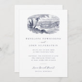 エレガントヴィンテージ熱帯ビーチ行先結婚式 招待状 (正面/裏面)