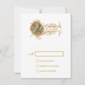 エレガントヴィンテージ白シンプル金ゴールド結婚の 出欠カード (裏面)