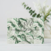 エレガントヴィンテージ白緑葉書道 出欠カード (スタンド正面)