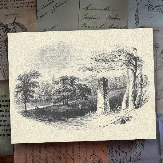 エレガントヴィンテージ白黒イングリッシュカントリーサイド ポストカード