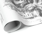 エレガントヴィンテージ白黒イングリッシュカントリートイル ラッピングペーパー (ロールコーナー)