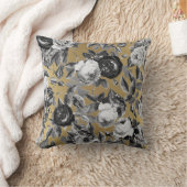 エレガントヴィンテージ白黒バラの金ゴールド クッション (ブランケット)