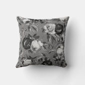 エレガントヴィンテージ白黒バラオングレー クッション (裏面)