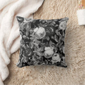 エレガントヴィンテージ白黒バラオンブラック クッション (ブランケット)