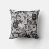 エレガントヴィンテージ白黒バラオンライトグレー クッション (裏面)