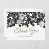 エレガントヴィンテージ白黒バラ（メッセージあり） ポストカード (正面/裏面)