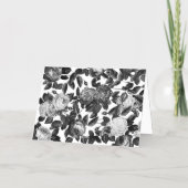 エレガントヴィンテージ白黒バラ（メッセージあり） 箔グリーティングカード (裏面)