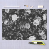 エレガントヴィンテージ白黒バラ 薄葉紙 (クラフト)