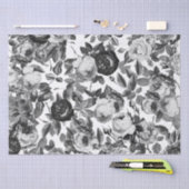 エレガントヴィンテージ白黒バラ 薄葉紙 (クラフト)