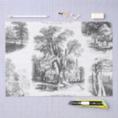 エレガントヴィンテージ白黒フランスのカントリー 薄葉紙 (クラフト)