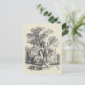 エレガントヴィンテージ白黒教会イングリッシュカントリー ポストカード (スタンド正面)