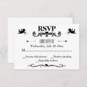 エレガントヴィンテージ白黒結婚ズ 出欠カード (正面/裏面)