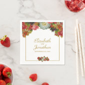 エレガントヴィンテージ秋のフローラ金ゴールド&ホワ結婚イト スタンダードカクテルナプキン (インサイチュ)