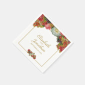 エレガントヴィンテージ秋のフローラ金ゴールド&ホワ結婚イト スタンダードカクテルナプキン (角)