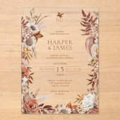 エレガントヴィンテージ秋フローラフレ結婚ーム アクリル招待状 (正面)