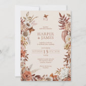 エレガントヴィンテージ秋フローラフレ結婚ーム 招待状 (正面)