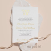 エレガントヴィンテージ箔モノグラフォーマルム結婚金ゴールド 箔招待状