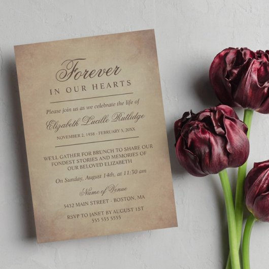 エレガントヴィンテージ紙 – 永遠に私たちのハート 招待状