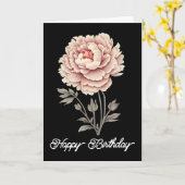 エレガントヴィンテージ素朴ピンク牡丹ハッピーバースデー カード (黄色い花)