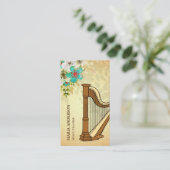 エレガントヴィンテージ素朴フローラハープ音楽先生 名刺 (スタンド正面)