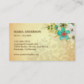 エレガントヴィンテージ素朴フローラハープ音楽先生 名刺 (裏面)