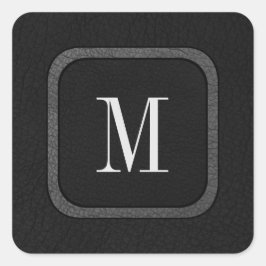 エレガントヴィンテージ素朴ブラックレザーシックモノグラム スクエアシール