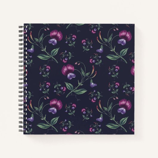 エレガントヴィンテージ紫の蘭の花の模様 | ノートブック (正面)