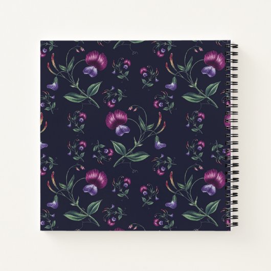 エレガントヴィンテージ紫の蘭の花の模様 | ノートブック (裏面)