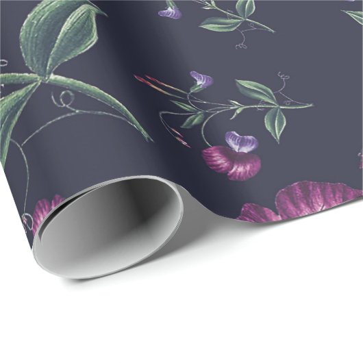 エレガントヴィンテージ紫の蘭の花の模様 | ラッピングペーパー (ロールコーナー)