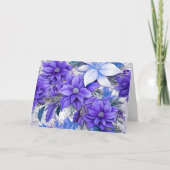 エレガントヴィンテージ紫インスパイアフローラクリスマス シーズンカード (正面)