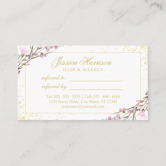 エレガントヴィンテージ紫ピンク花紹介カード 紹介カード (裏面)