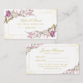 エレガントヴィンテージ紫ピンク花紹介カード 紹介カード (正面/裏面)