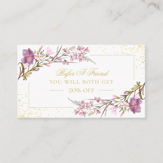 エレガントヴィンテージ紫ピンク花紹介カード 紹介カード (正面)