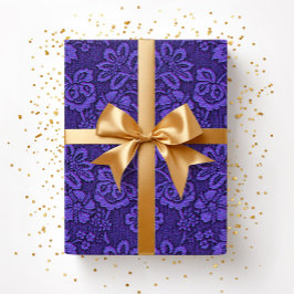 エレガントヴィンテージ紫フローラ ラッピングペーパー