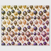 エレガントヴィンテージ紫金ゴールドクリスマスオーナメント ラッピングペーパー (フラット)