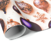 エレガントヴィンテージ紫金ゴールドクリスマスオーナメント ラッピングペーパー (ロールコーナー)