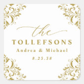 エレガントヴィンテージ結婚の金ゴールドクラシックスクエア スクエアシール (正面)