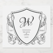 エレガントヴィンテージ結婚クレストのワインと スパークリングワインラベル (シングルラベル)