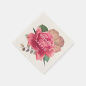 エレガントヴィンテージ結婚バラ スタンダードカクテルナプキン (角)